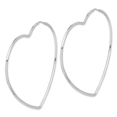 Rhodium-plated Sterling Silver 2mm Heart Hoop Earrings