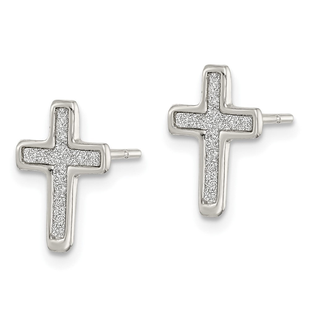 Sterling Silver Glitter Infused Cross Post Earrings