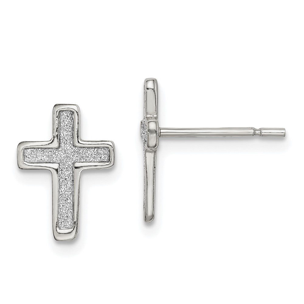 Sterling Silver Glitter Infused Cross Post Earrings