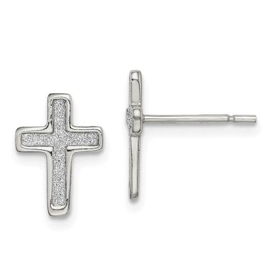 Sterling Silver Glitter Infused Cross Post Earrings