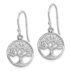 Rhodium-plated Sterling Silver Tree Dangle Earrings