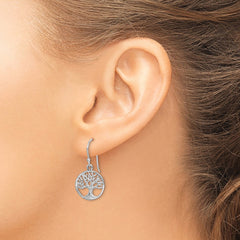 Rhodium-plated Sterling Silver Tree Dangle Earrings