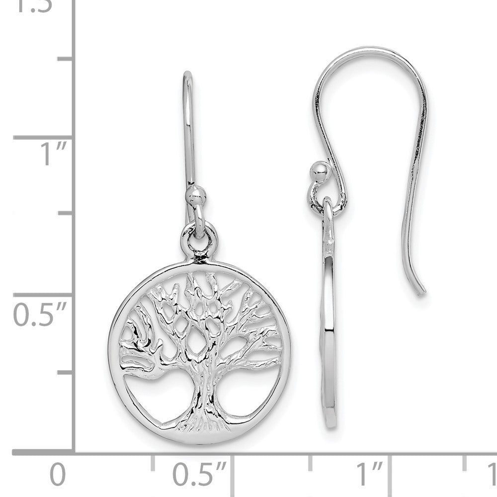 Rhodium-plated Sterling Silver Tree Dangle Earrings