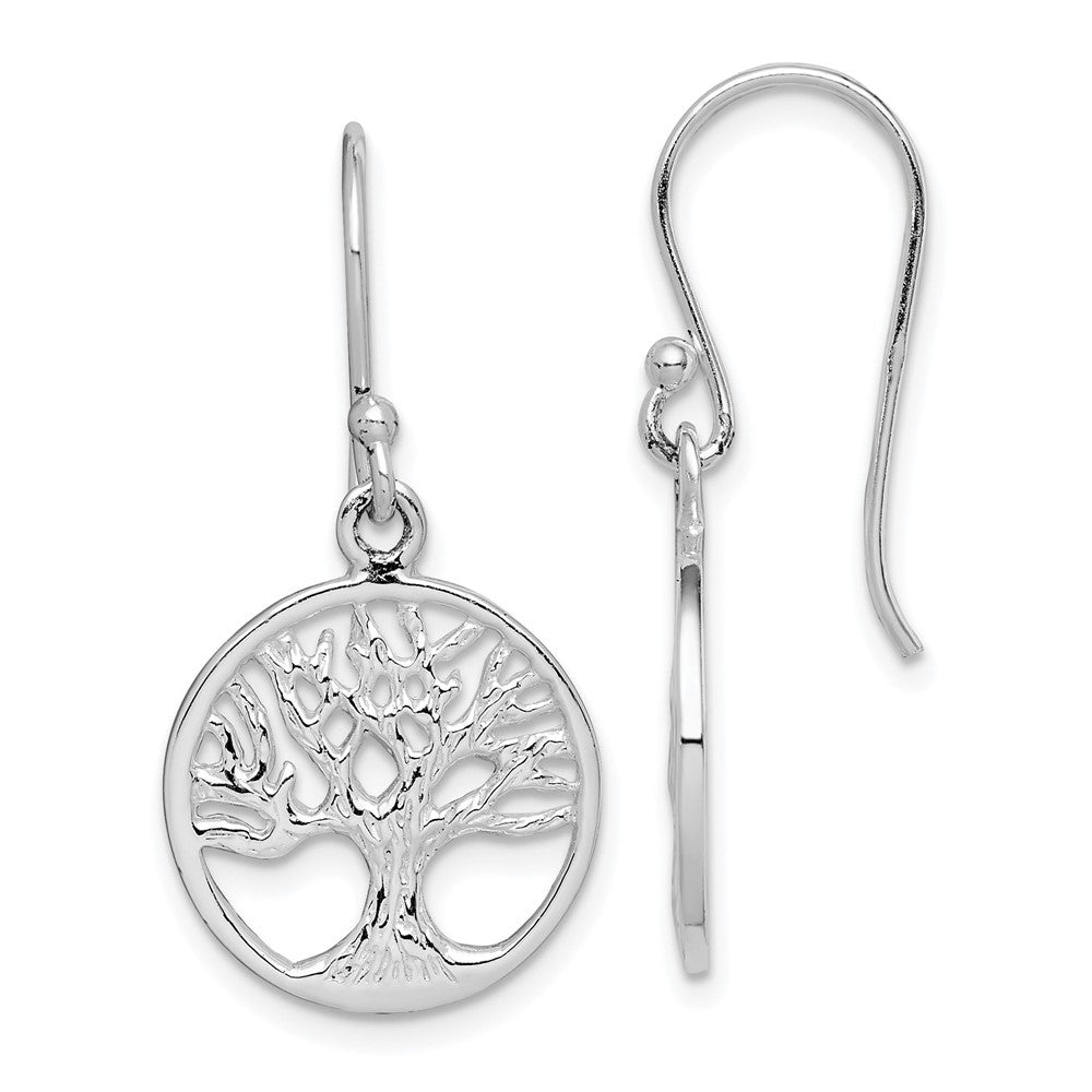 Rhodium-plated Sterling Silver Tree Dangle Earrings