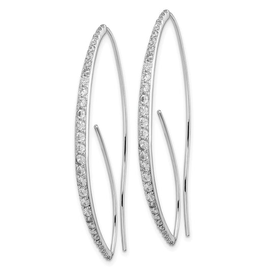 Rhodium-plated Sterling Silver CZ Threader Earrings