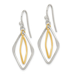 Sterling Silver & Yellow Gold-plated Polished Dangle Earrings