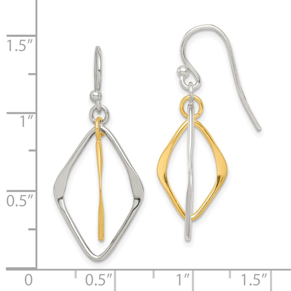 Sterling Silver & Yellow Gold-plated Polished Dangle Earrings