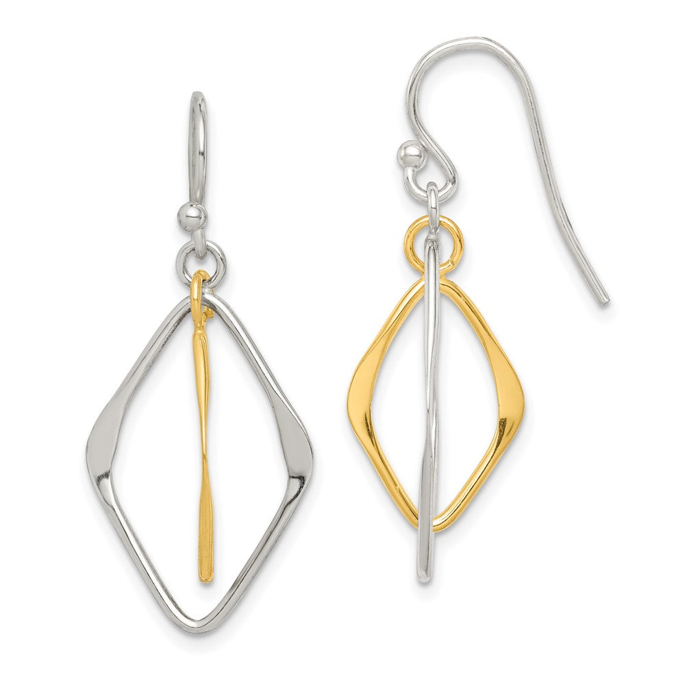 Sterling Silver & Yellow Gold-plated Polished Dangle Earrings