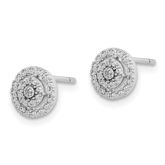 Rhodium-plated Sterling Silver Diamond Post Earrings