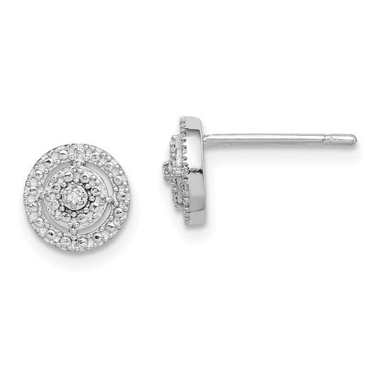 Rhodium-plated Sterling Silver Diamond Post Earrings