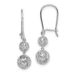 Rhodium-plated Sterling Silver Filigree Ball Dangle Earrings