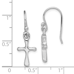 Rhodium-plated Sterling Silver Cross Dangle Earrings