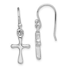 Rhodium-plated Sterling Silver Cross Dangle Earrings