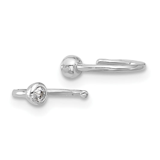 Rhodium-plated Sterling Silver CZ Ball Cuff Earrings