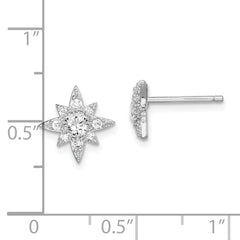 Rhodium-plated Sterling Silver CZ Star Post Earrings