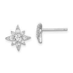 Rhodium-plated Sterling Silver CZ Star Post Earrings