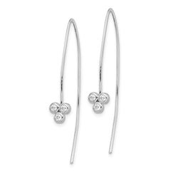 Rhodium-plated Sterling Silver 3-CZ Threader Earrings
