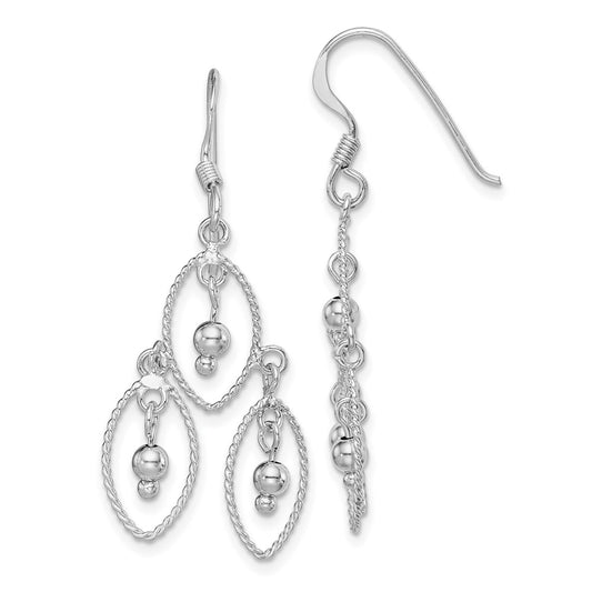 Rhodium-plated Sterling Silver Beaded Dangle Earrings