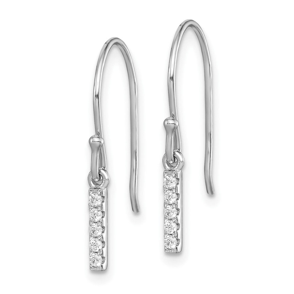 Rhodium-plated Sterling Silver CZ Bar Dangle Earrings