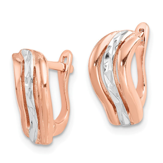 Sterling Silver & Rose Gold-plated Diamond-cut Hoop Earrings