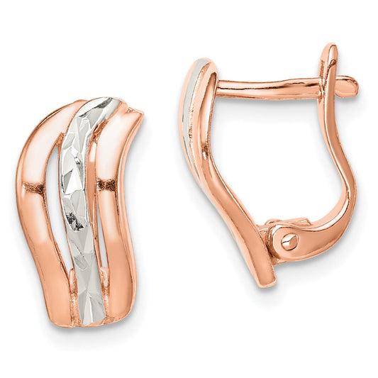 Sterling Silver & Rose Gold-plated Diamond-cut Hoop Earrings