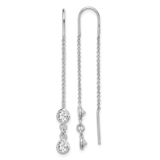 Rhodium-plated Sterling Silver CZ Threader Earrings