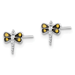 Rhodium-plated Sterling Silver Dragonfly Post Earrings