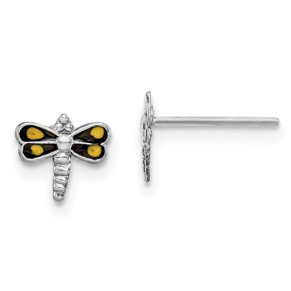 Rhodium-plated Sterling Silver Dragonfly Post Earrings