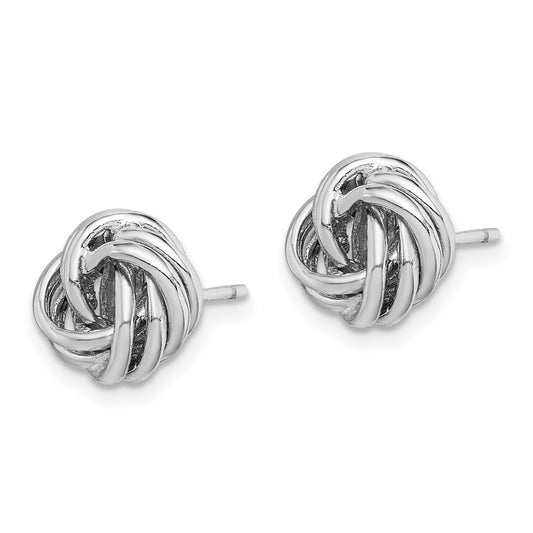 Rhodium-plated Sterling Silver Love Knot Post Earrings