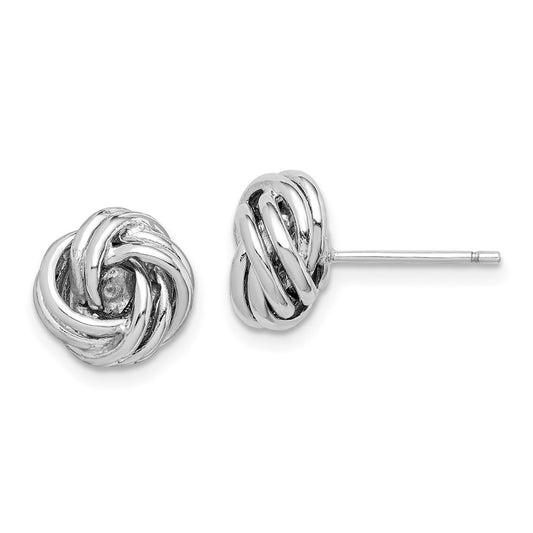 Rhodium-plated Sterling Silver Love Knot Post Earrings