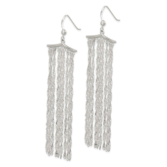 Sterling Silver Multi-strand Rope Chain Dangle Earrings