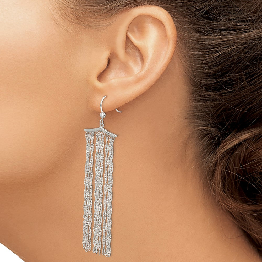 Sterling Silver Multi-strand Rope Chain Dangle Earrings