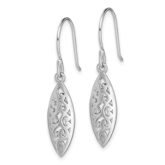 Rhodium-plated Sterling Silver Filigree Dangle Earrings