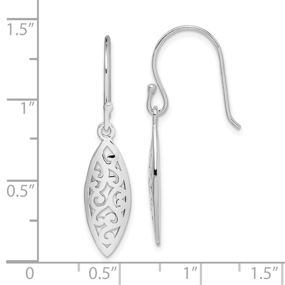 Rhodium-plated Sterling Silver Filigree Dangle Earrings