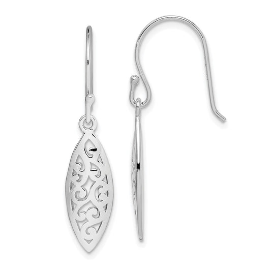 Rhodium-plated Sterling Silver Filigree Dangle Earrings