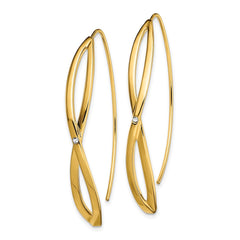 Yellow Gold-plated Sterling Silver CZ Twisted Threader Earrings
