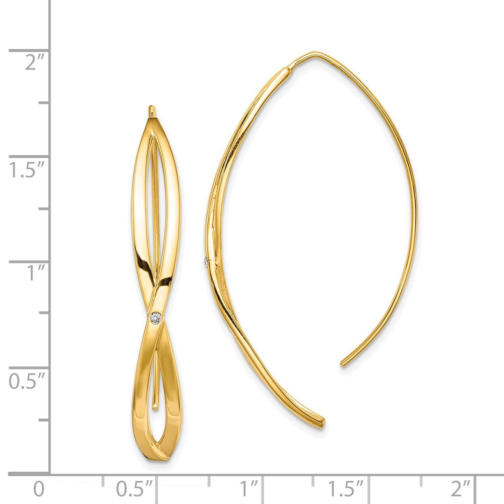 Yellow Gold-plated Sterling Silver CZ Twisted Threader Earrings