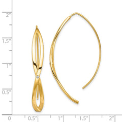 Yellow Gold-plated Sterling Silver CZ Twisted Threader Earrings