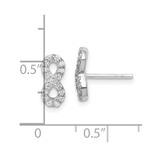 Rhodium-plated Sterling Silver CZ Infinity Post Earrings