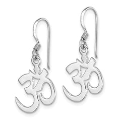 Rhodium-plated Sterling Silver OM Symbol Dangle Earrings