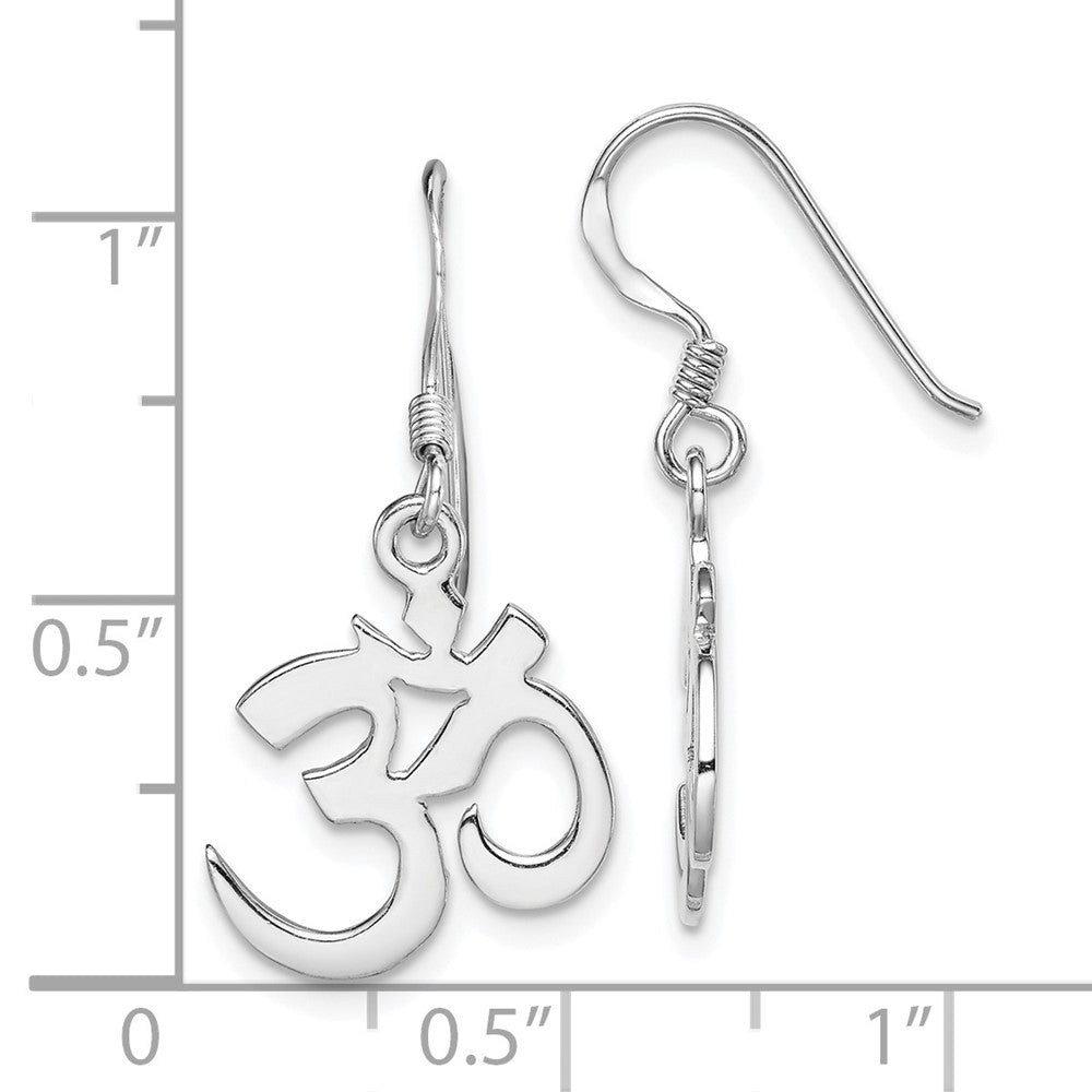 Rhodium-plated Sterling Silver OM Symbol Dangle Earrings