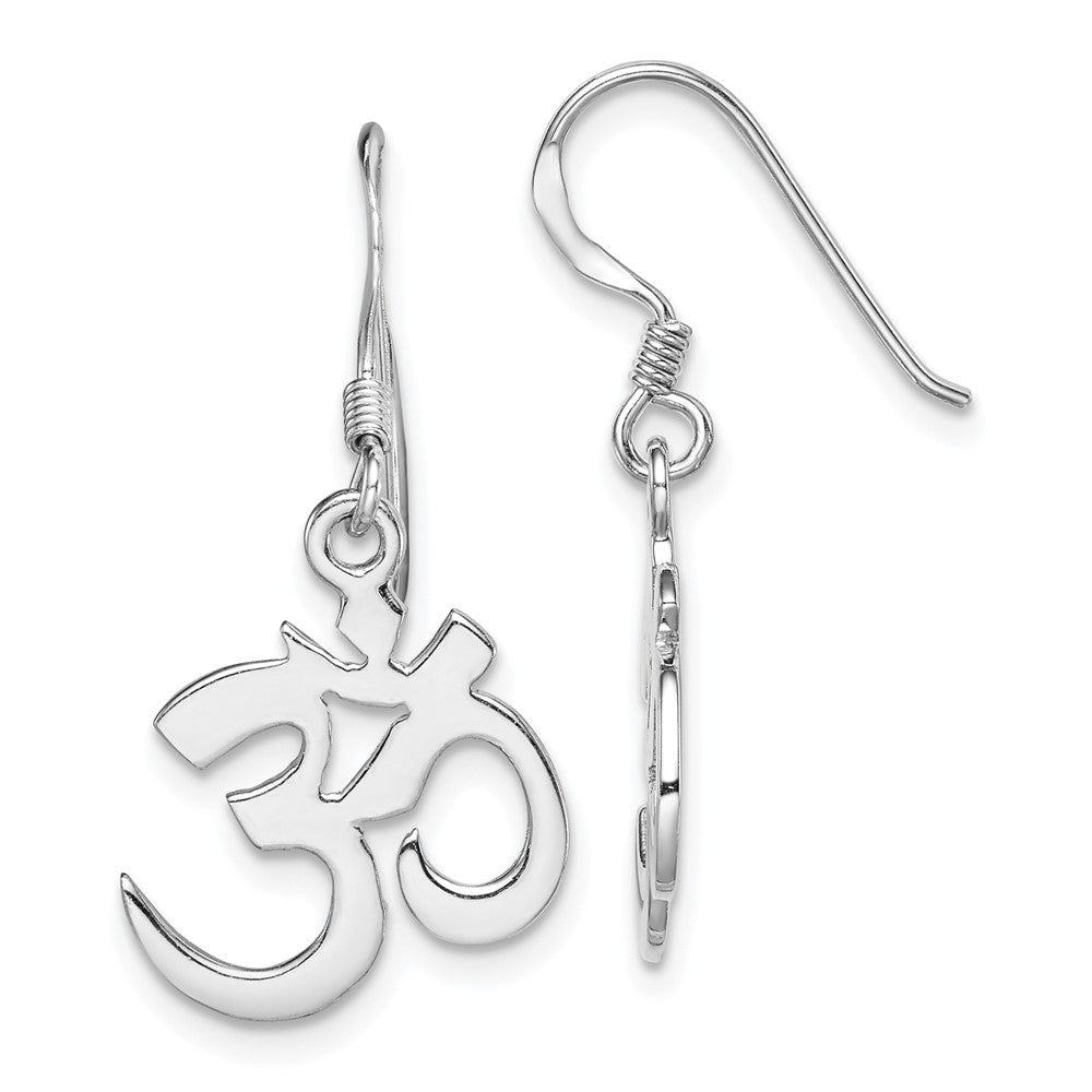 Rhodium-plated Sterling Silver OM Symbol Dangle Earrings