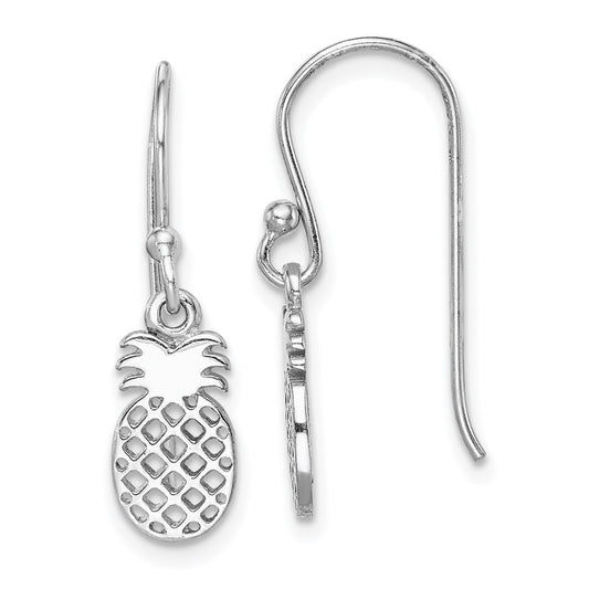 Rhodium-plated Sterling Silver Pineapple Dangle Earrings