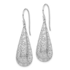 Rhodium-plated Sterling Silver Tear Drop Dangle Earrings