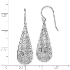 Rhodium-plated Sterling Silver Tear Drop Dangle Earrings