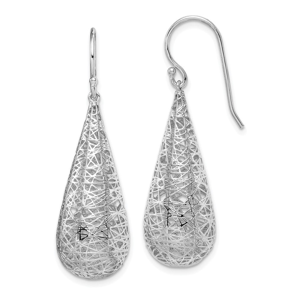 Rhodium-plated Sterling Silver Tear Drop Dangle Earrings