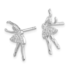 Rhodium-plated Sterling Silver CZ Ballerina Post Earrings