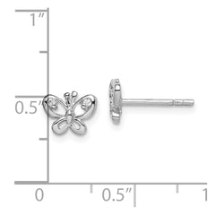 Rhodium-plated Sterling Silver CZ Butterfly Post Earrings