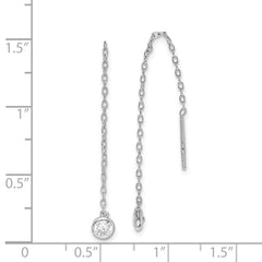 Rhodium-plated Sterling Silver CZ Chain Threader Earrings