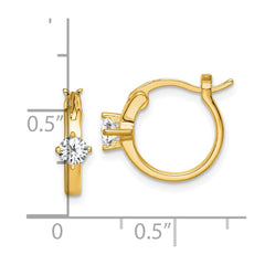 Sterling Silver Gold-tone Square CZ Hoop Earrings